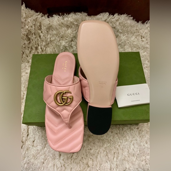 Gucci Marmont GG Padded Chevron Matelassé Flip Flop (8US/38EU; Pink) - Picture 5 of 10